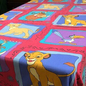 Vintage 1994 LION KING Original Movie Characters TWIN Bed Flat Top Sheet Y2K